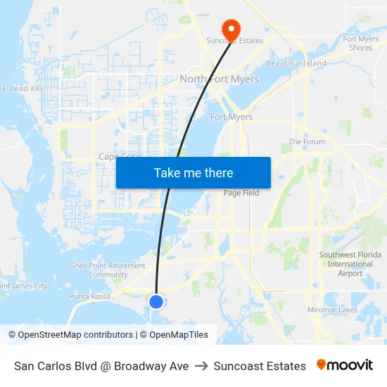 San Carlos Blvd @ Broadway Ave to Suncoast Estates map