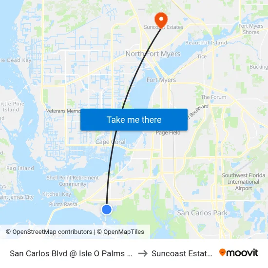 San Carlos Blvd @ Isle O Palms Dr to Suncoast Estates map
