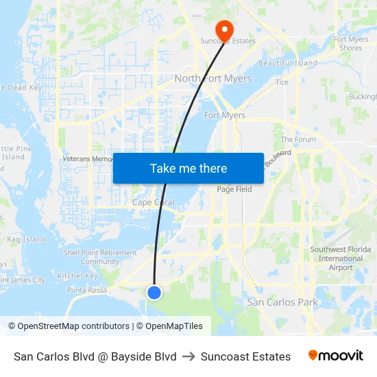 San Carlos Blvd @ Bayside Blvd to Suncoast Estates map