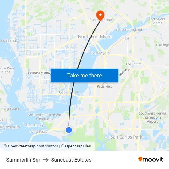 Summerlin Sqr to Suncoast Estates map