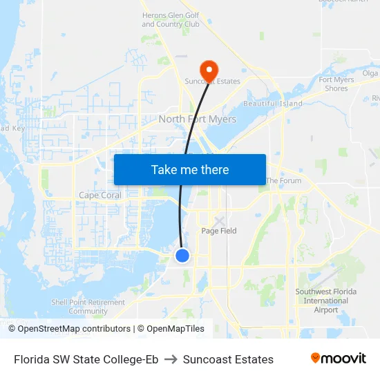 Florida SW State College-Eb to Suncoast Estates map