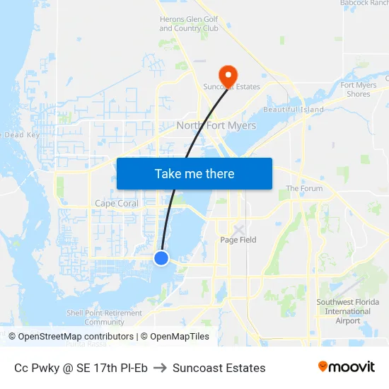 Cc Pwky @ SE 17th Pl-Eb to Suncoast Estates map