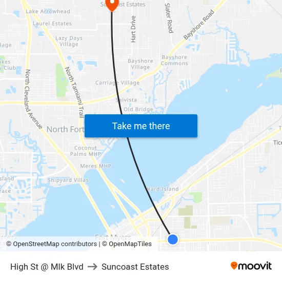 High St @ Mlk Blvd to Suncoast Estates map