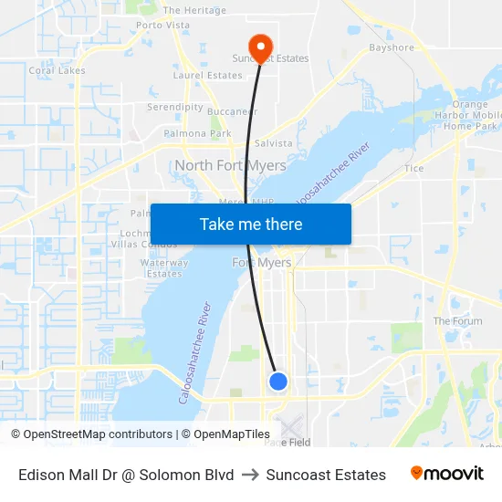 Edison Mall Dr @ Solomon Blvd to Suncoast Estates map