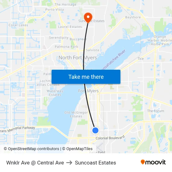 Wnklr Ave @ Central Ave to Suncoast Estates map