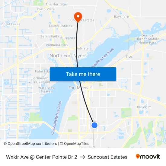 Wnklr Ave @ Center Pointe Dr 2 to Suncoast Estates map