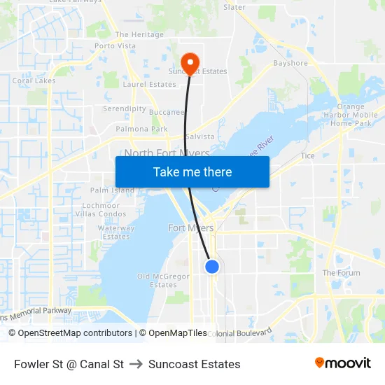Fowler St @ Canal St to Suncoast Estates map