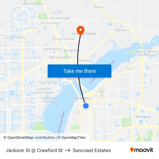Jackson St @ Crawford St to Suncoast Estates map