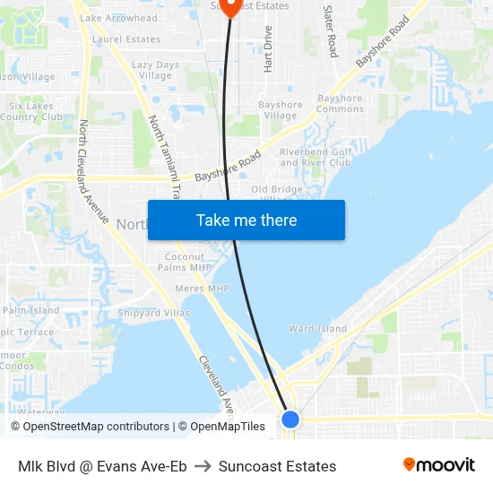 Mlk Blvd @ Evans Ave-Eb to Suncoast Estates map