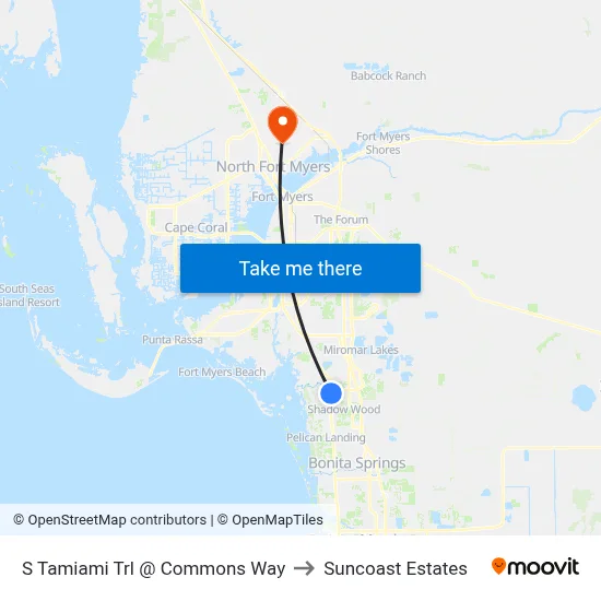 S Tamiami Trl @ Commons Way to Suncoast Estates map