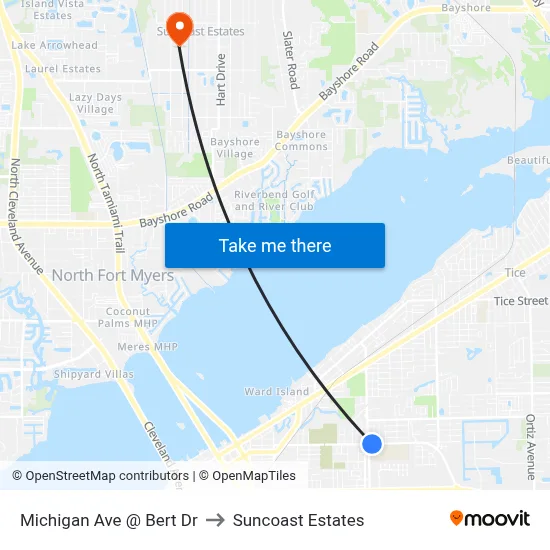 Michigan Ave @ Bert Dr to Suncoast Estates map