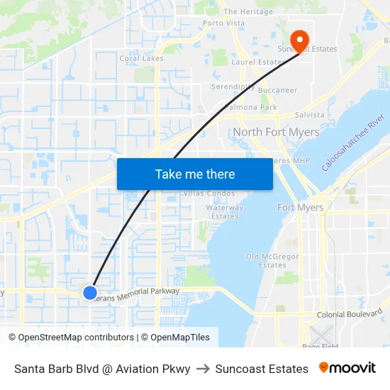 Santa Barb Blvd @ Aviation Pkwy to Suncoast Estates map