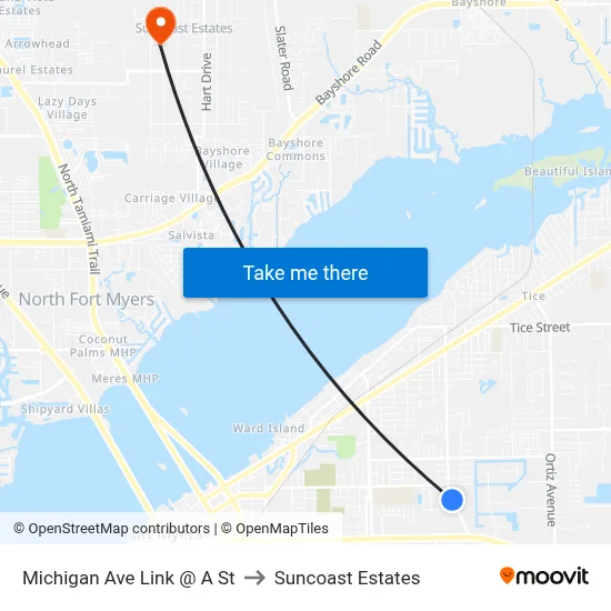 Michigan Ave Link @ A St to Suncoast Estates map