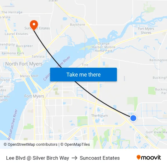 Lee Blvd @ Silver Birch Way to Suncoast Estates map