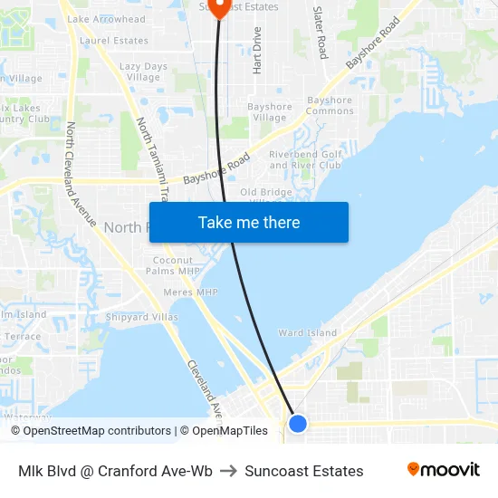 Mlk Blvd @ Cranford Ave-Wb to Suncoast Estates map