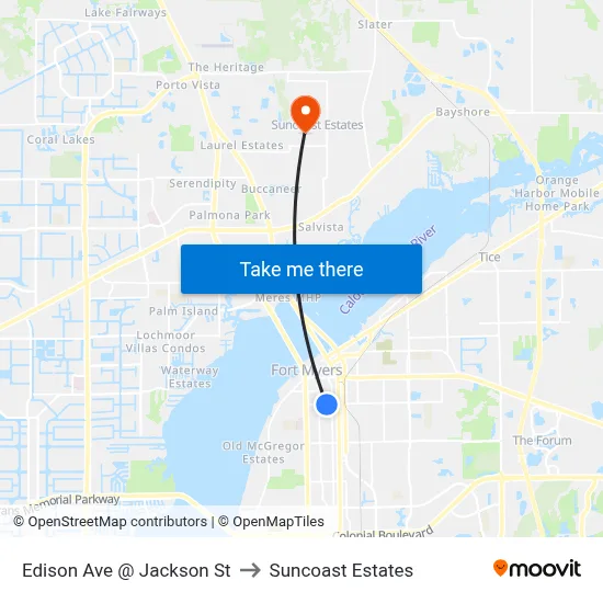 Edison Ave @ Jackson St to Suncoast Estates map