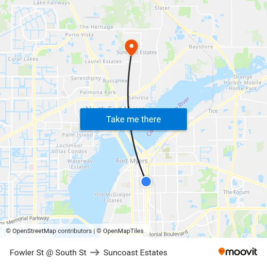 Fowler St @ South St to Suncoast Estates map