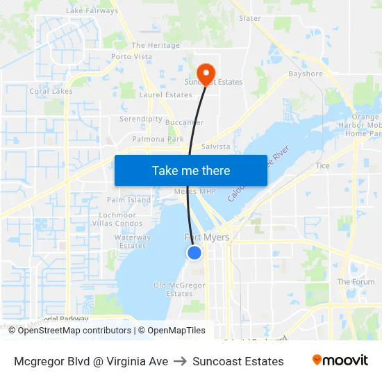 Mcgregor Blvd @ Virginia Ave to Suncoast Estates map