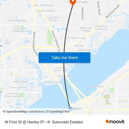 W First St @ Henley Pl to Suncoast Estates map