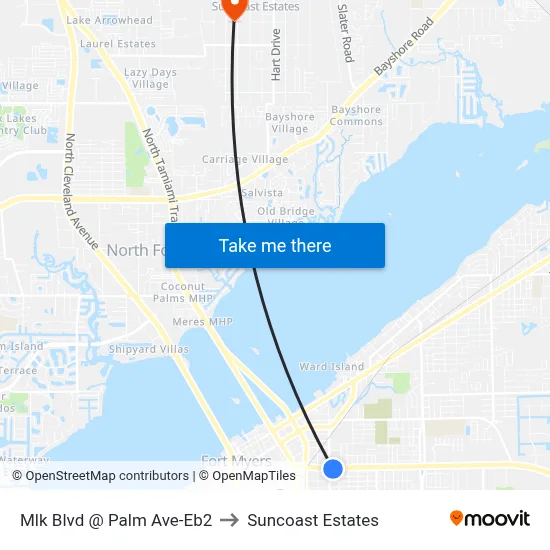 Mlk Blvd @ Palm Ave-Eb2 to Suncoast Estates map