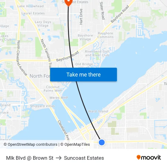 Mlk Blvd @ Brown St to Suncoast Estates map