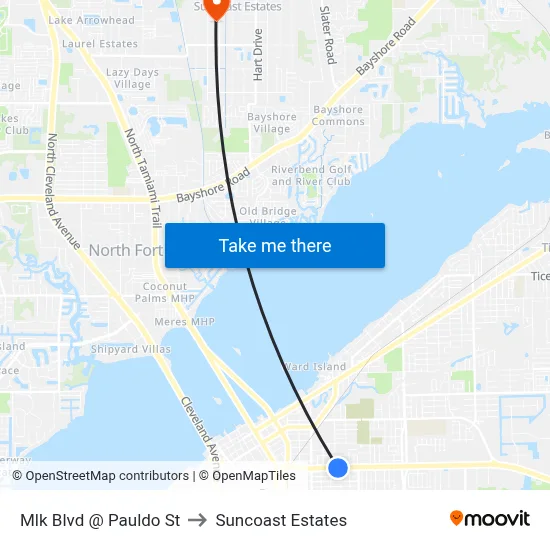 Mlk Blvd @ Pauldo St to Suncoast Estates map