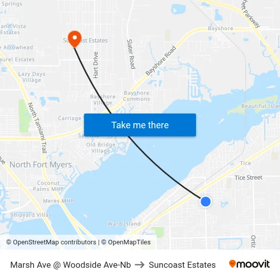 Marsh Ave @ Woodside Ave-Nb to Suncoast Estates map