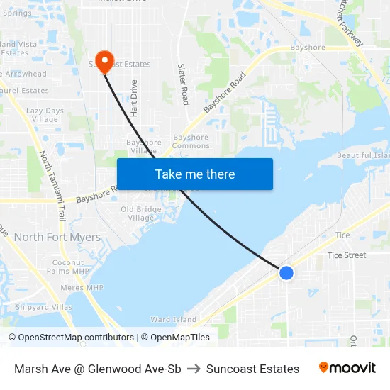 Marsh Ave @ Glenwood Ave-Sb to Suncoast Estates map