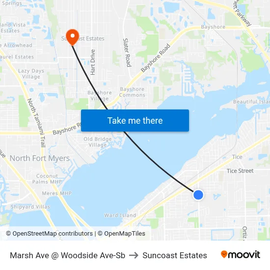 Marsh Ave @ Woodside Ave-Sb to Suncoast Estates map