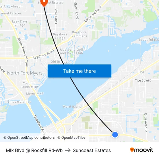 Mlk Blvd @ Rockfill Rd-Wb to Suncoast Estates map