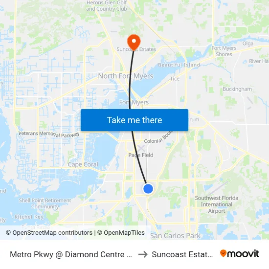 Metro Pkwy @ Diamond Centre Ct to Suncoast Estates map