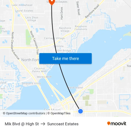Mlk Blvd @ High St to Suncoast Estates map