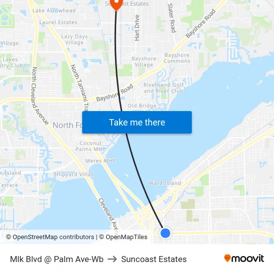 Mlk Blvd @ Palm Ave-Wb to Suncoast Estates map