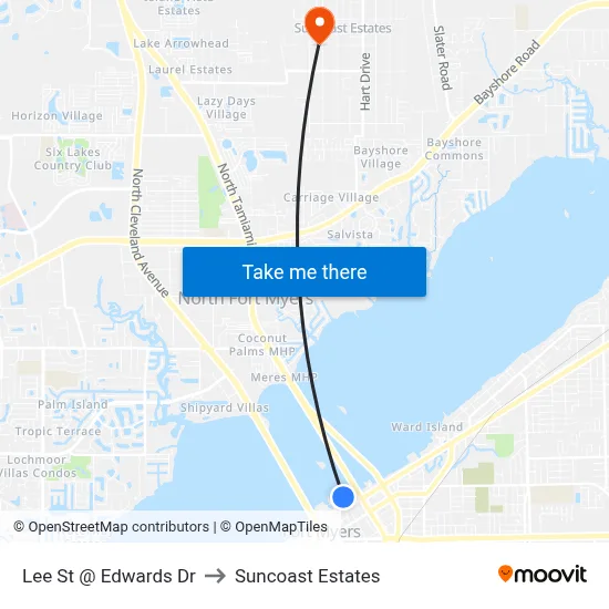 Lee St @ Edwards Dr to Suncoast Estates map