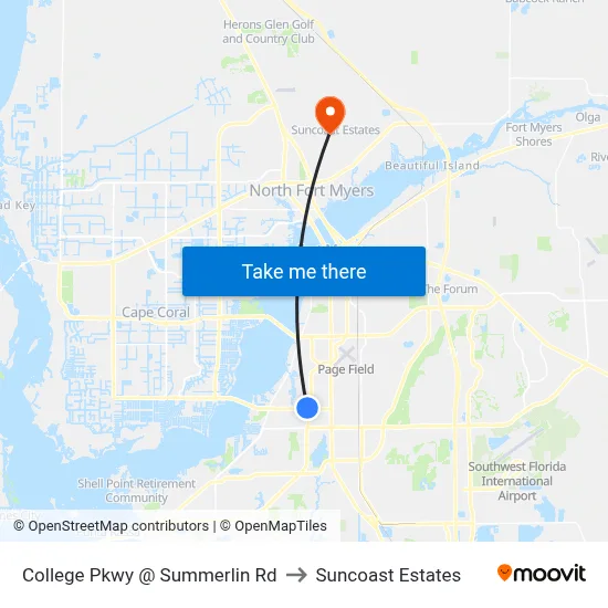 College Pkwy @ Summerlin Rd to Suncoast Estates map