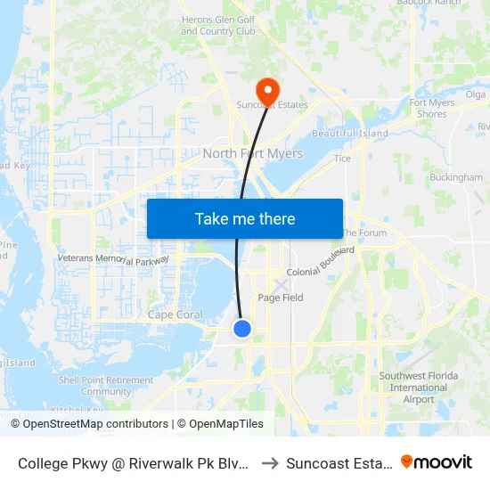 College Pkwy @ Riverwalk Pk Blvd-Eb1 to Suncoast Estates map