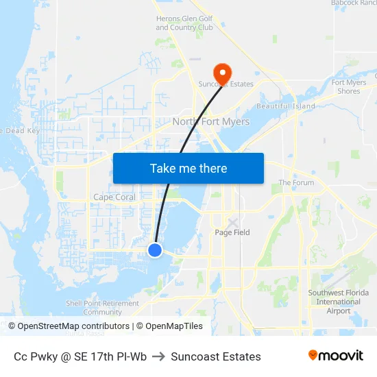 Cc Pwky @ SE 17th Pl-Wb to Suncoast Estates map