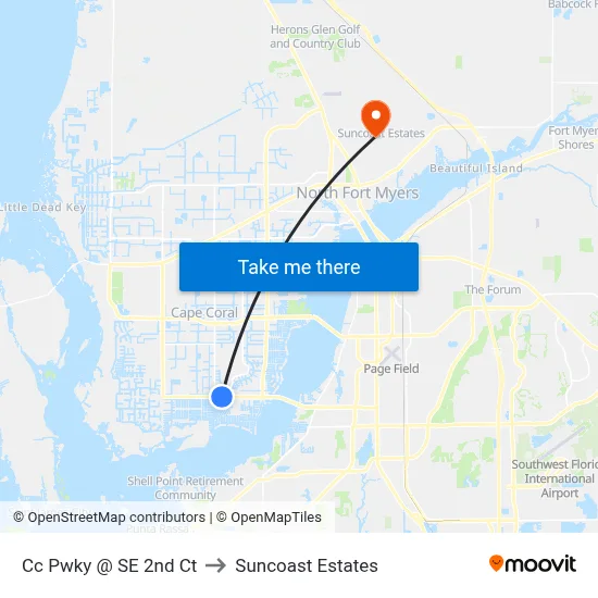 Cc Pwky @ SE 2nd Ct to Suncoast Estates map
