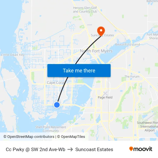 Cc Pwky @ SW 2nd Ave-Wb to Suncoast Estates map