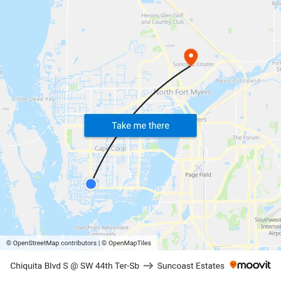 Chiquita Blvd S @ SW 44th Ter-Sb to Suncoast Estates map