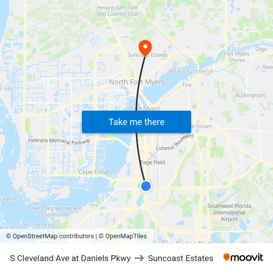S Cleveland Ave at Daniels Pkwy to Suncoast Estates map
