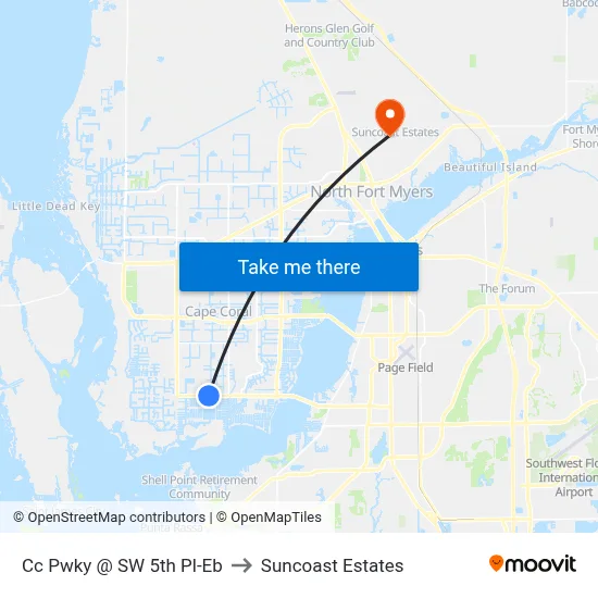 Cc Pwky @ SW 5th Pl-Eb to Suncoast Estates map