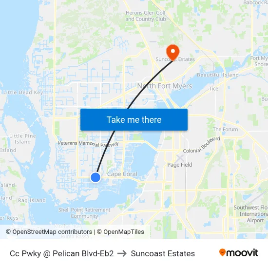 Cc Pwky @ Pelican Blvd-Eb2 to Suncoast Estates map