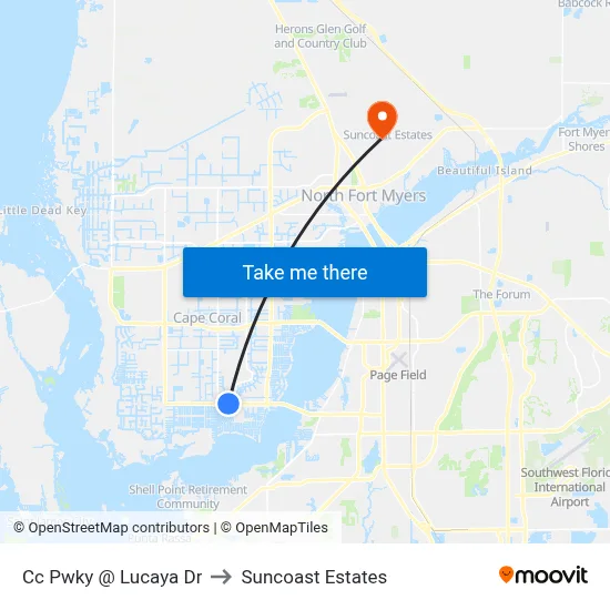 Cc Pwky @ Lucaya Dr to Suncoast Estates map