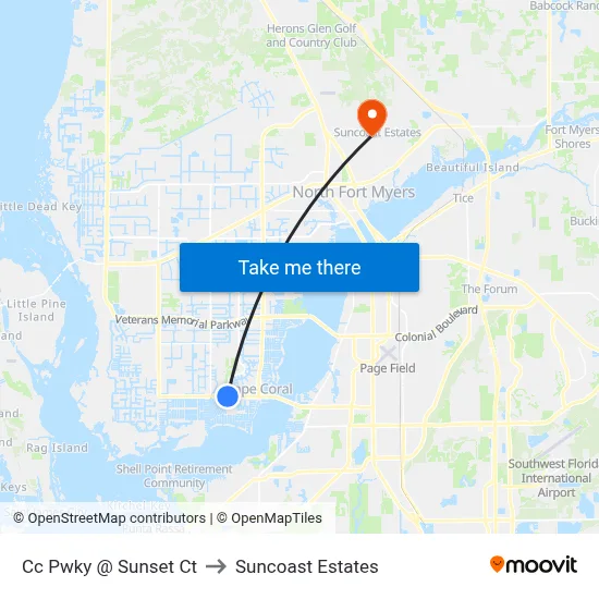 Cc Pwky @ Sunset Ct to Suncoast Estates map