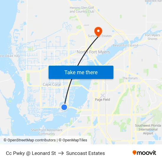 Cc Pwky @ Leonard St to Suncoast Estates map