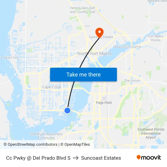 Cc Pwky @ Del Prado Blvd S to Suncoast Estates map