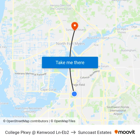 College Pkwy @ Kenwood Ln-Eb2 to Suncoast Estates map