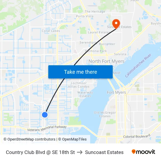 Country Club Blvd @ SE 18th St to Suncoast Estates map