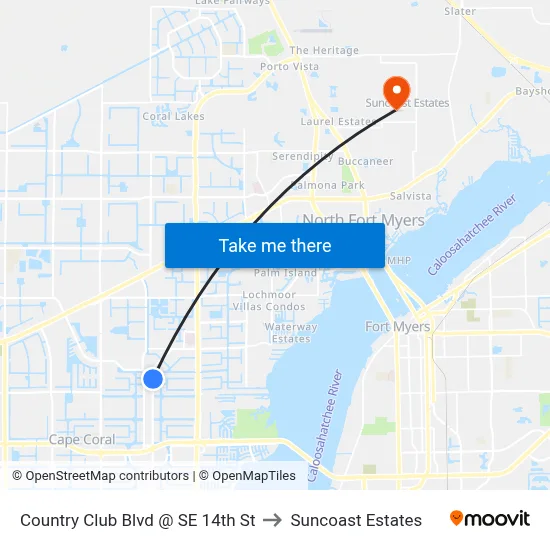 Country Club Blvd @ SE 14th St to Suncoast Estates map